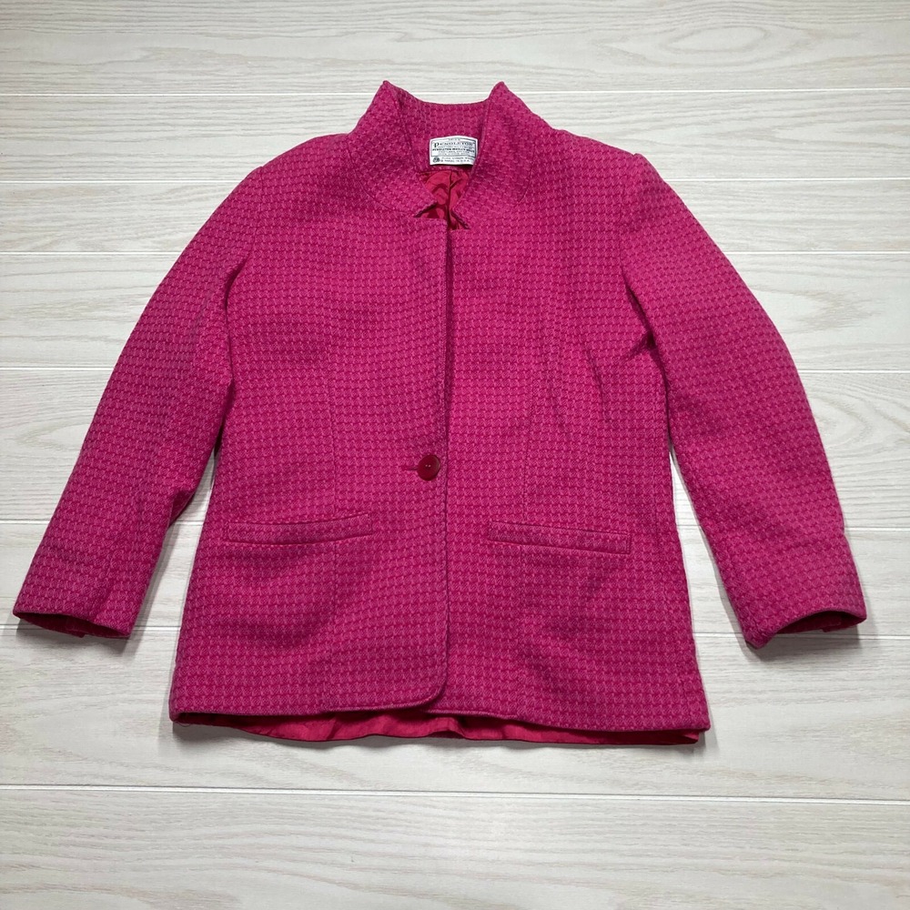 Vintage Miss Pendleton Blazer Jacket Size 8 One Button Pink Wool USA Made